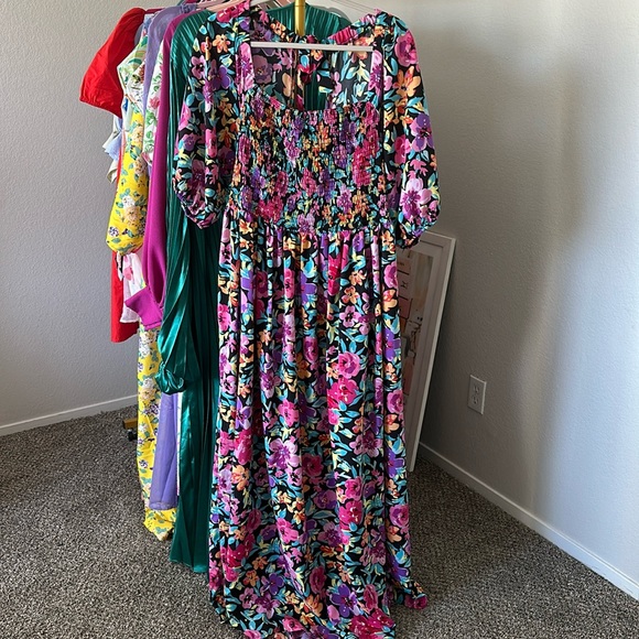 Moody Floral Smocked Maxi Dress - Picture 2 of 4